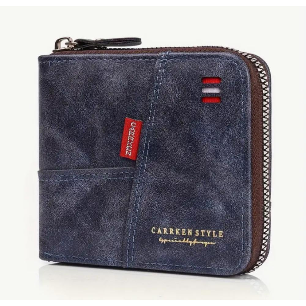 CARTEIRA MASCULINA MODERNA COM ZÍPER CARRKEN STYLE AZUL