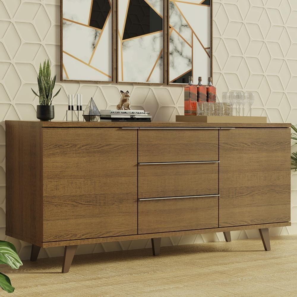 Buffet Aparador Rustic 3 Gavetas 2 Portas Pés Madesa em Oferta na Shopee