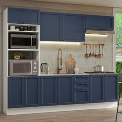 Armário De Cozinha Completa 270 Cm Branco/azul Vik Madesa