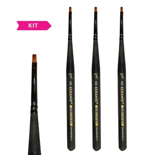 Kit Pincel Chato Keramik Mini Brush Série 383 n. 12/0 (3 unidades) em Oferta na Shopee