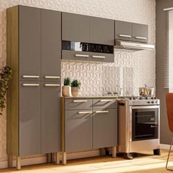 Kit Cozinha Ambiente Nala 4 Peças Freijó Gris - Kits Paraná