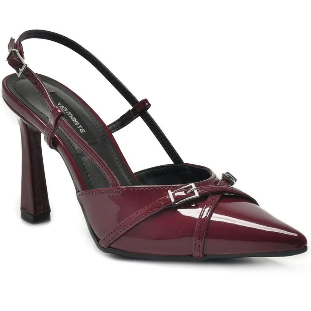 Scarpin Via Marte Salto Médio Fivelas Detalhe Feminino