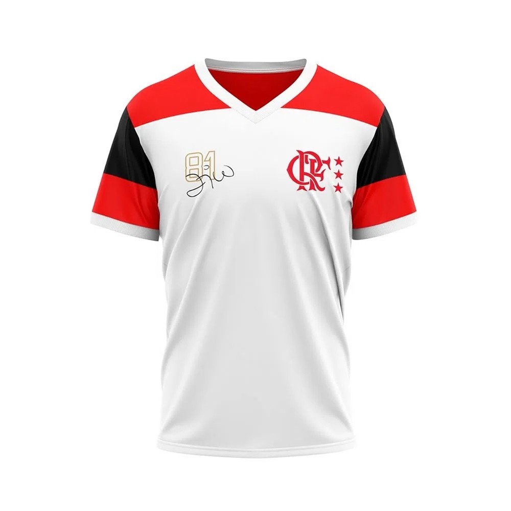 Camiseta Flamengo Retrô Zico Masculina - Branco em Oferta na Shopee