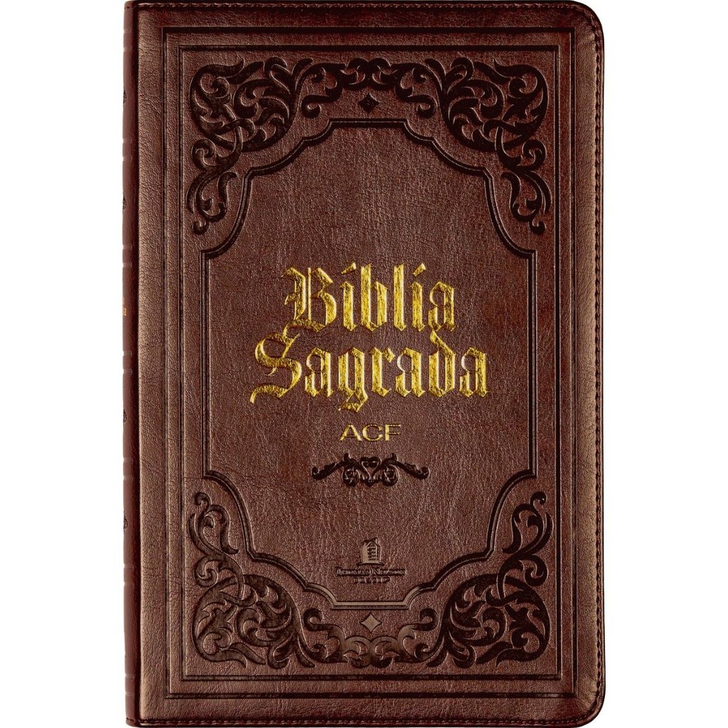 Bíblia Sagrada Slim | ACF | Luxo Couro-Soft Marrom em Oferta na Shopee