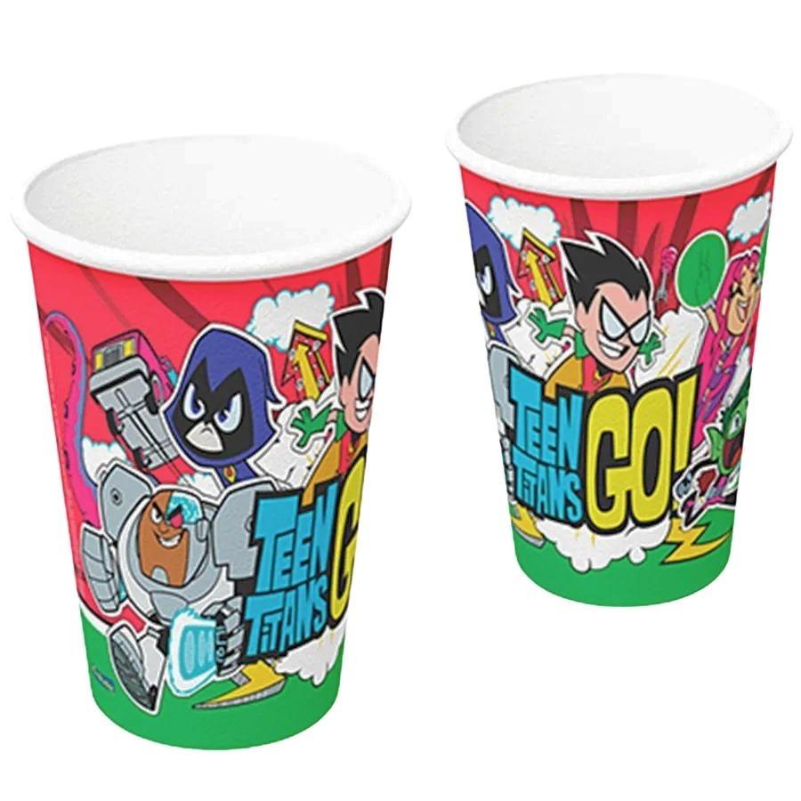 Copo de Papel - Jovens Titãs GO! - 200ml - 6,5x9,5cm - 8 unidades - Regina - Rizzo
