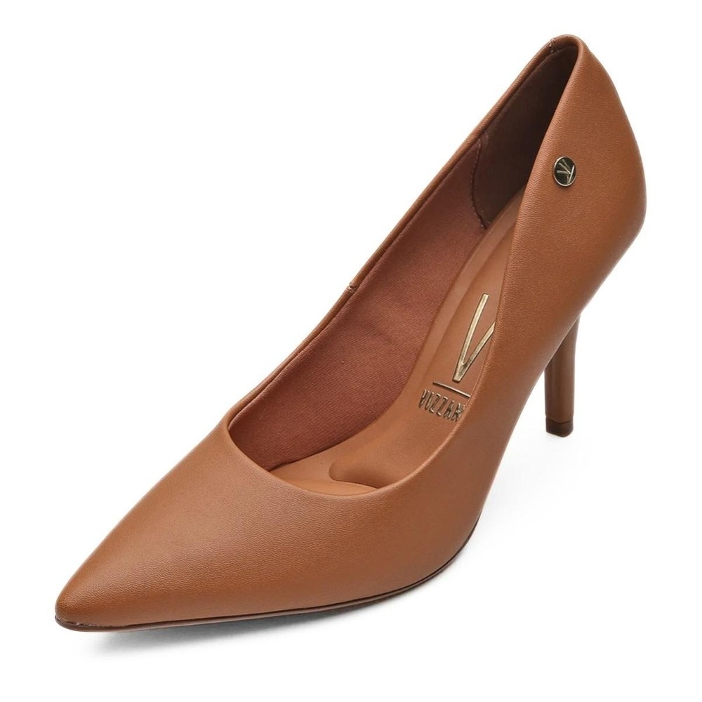 Scarpin Vizzano Salto Alto Bico Fino Fosco - Caramelo em Oferta na Shopee
