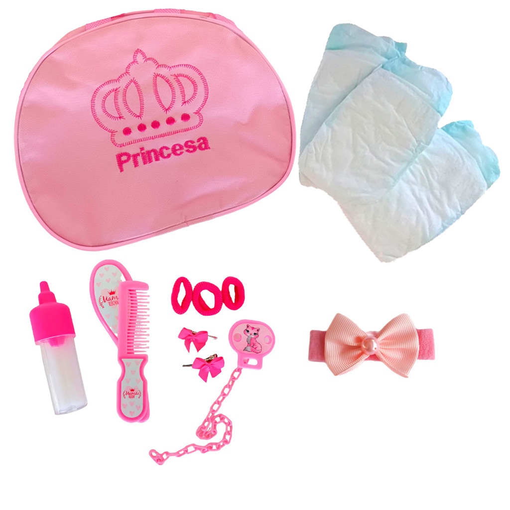 Kit Bolsa Bebe Reborn Com Fraldas e Acessórios Mamãe Reborn em Oferta na Shopee