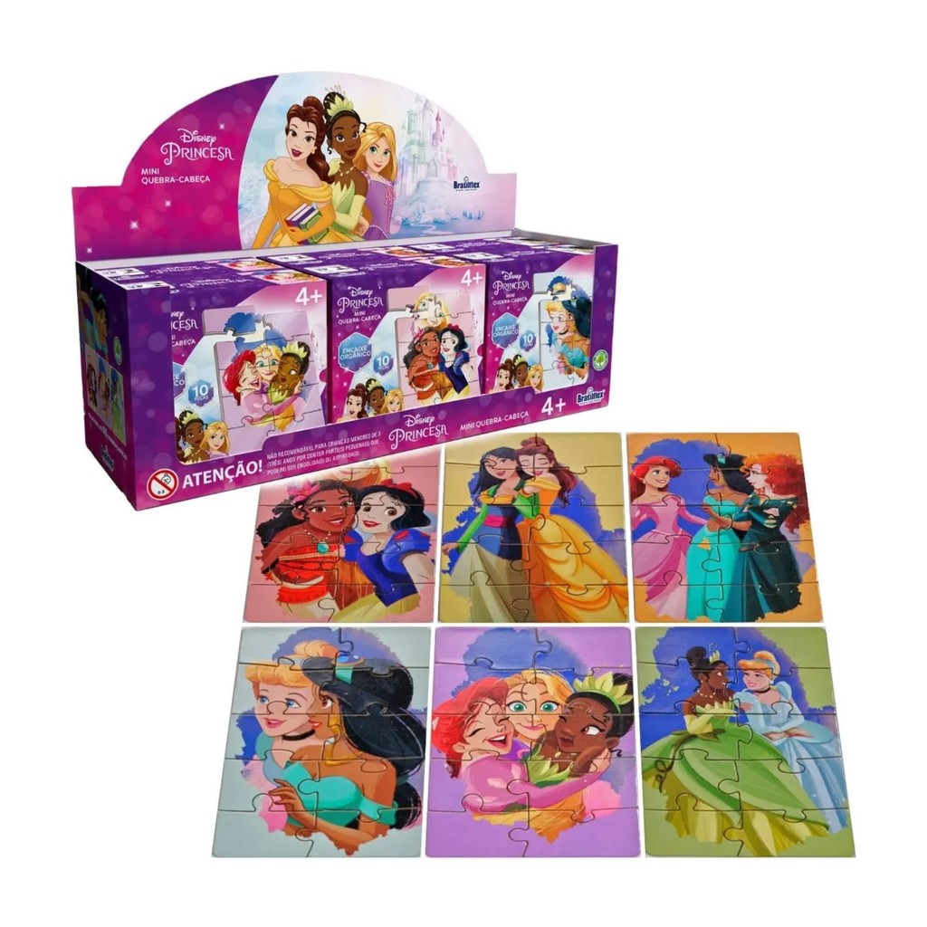 Mini Quebra-Cabeça de Madeira - Disney Princesa - Pais e Filhos - 811076-1 em Oferta na Shopee