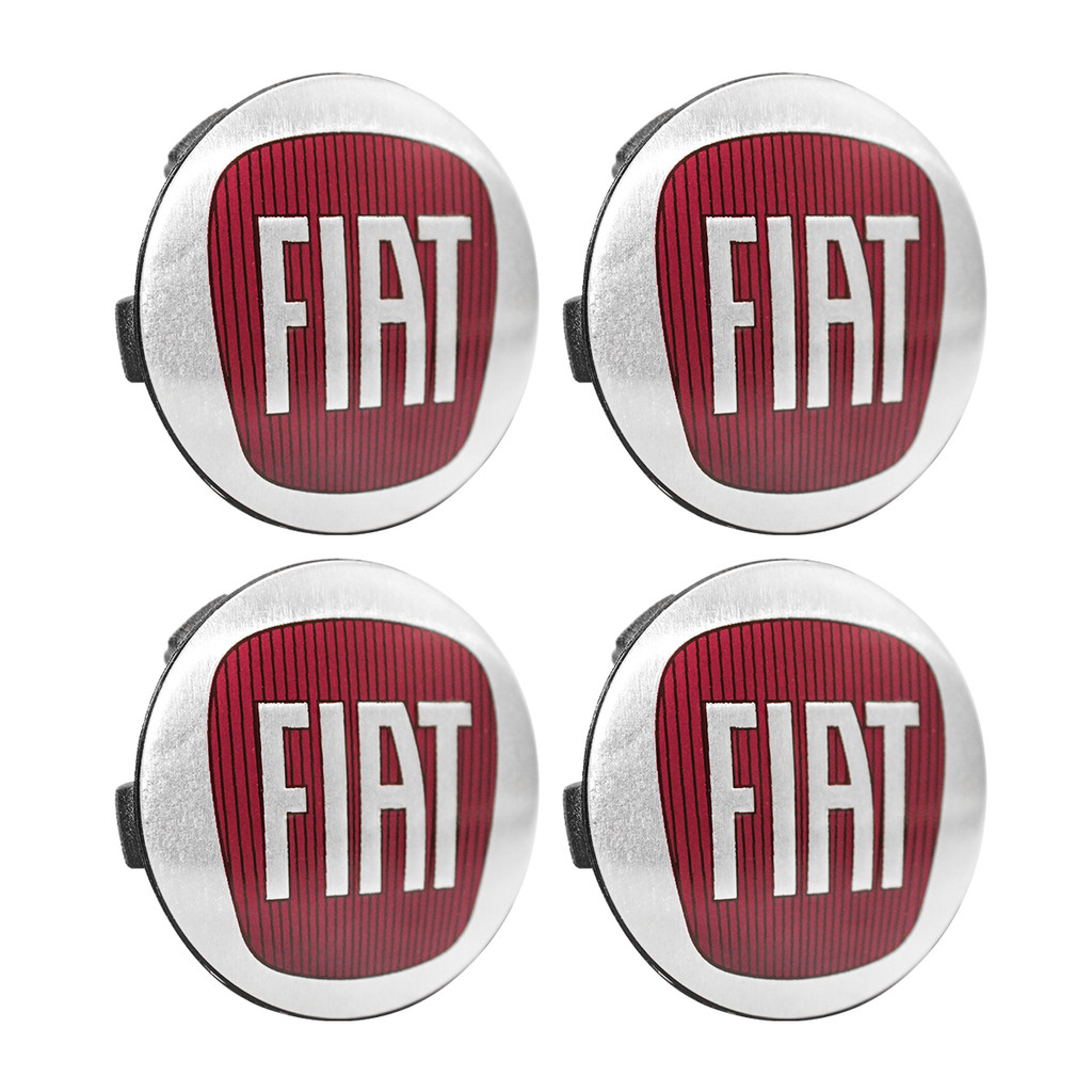 Jogo Calotinha Centro De Roda Binno 56mm Emblema Fiat Vermelho