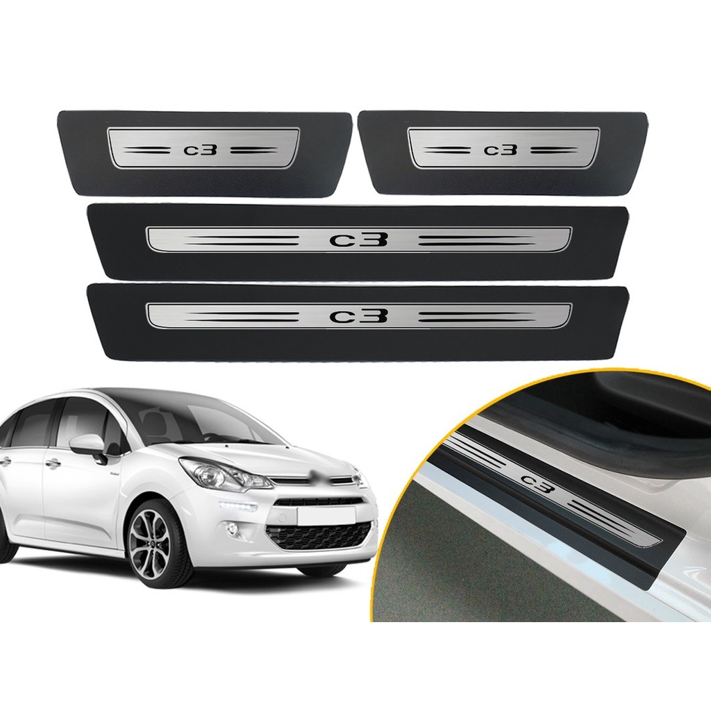 Jogo De Soleira Adesiva Porta Modelo Drop Citroën C3 2012 2013 2014 2015 2016 2017 2018