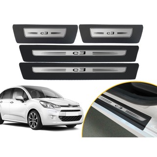 Jogo De Soleira Adesiva Porta Modelo Drop Citroën C3 2012 2013 2014 2015 2016 2017 2018