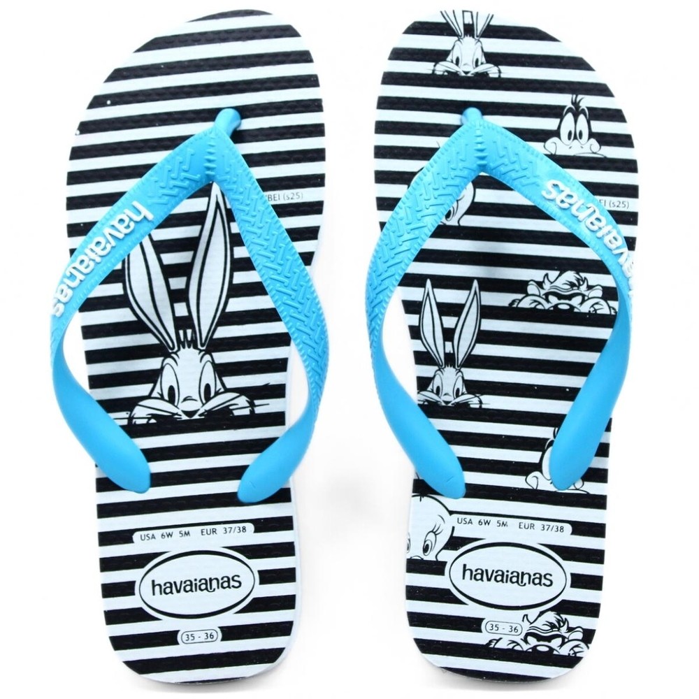Chinelo Havaianas Top Warner Logo Fc - Branco e Azul em Oferta na Shopee