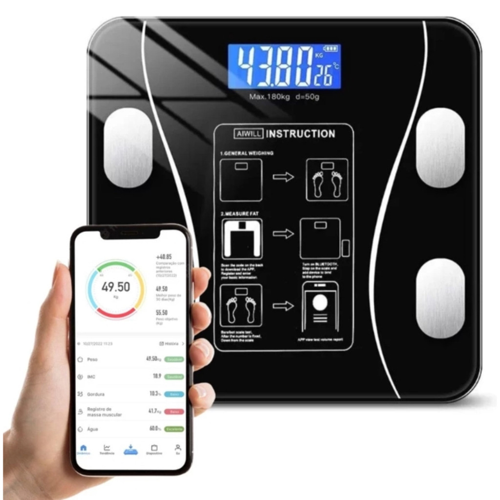 Balança Corporal Bioimpedância Profissional Bluetooth em Oferta na Shopee