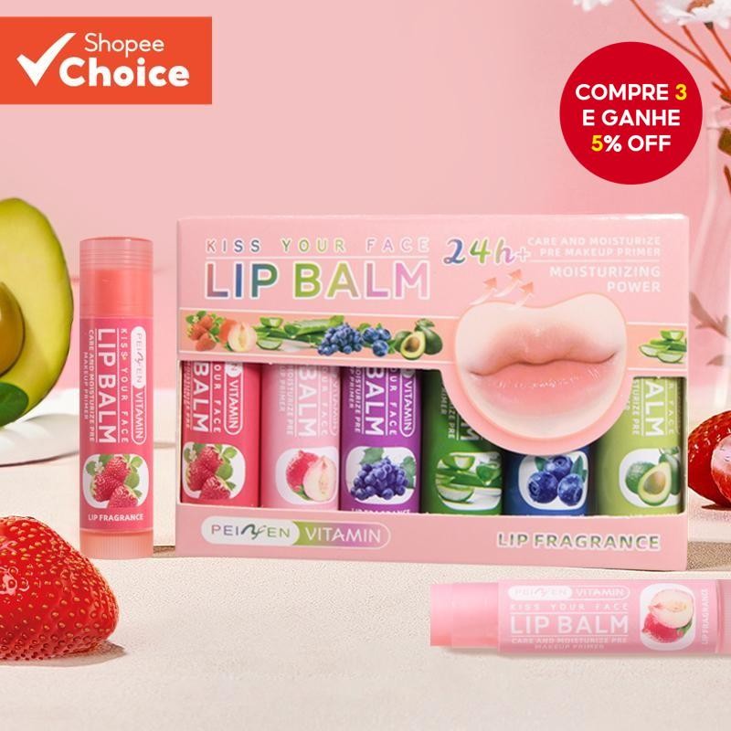 Penifen Hidratante Labial Anti-Rachaduras com Pacote Combinado de Seis Bálsamos Glossy