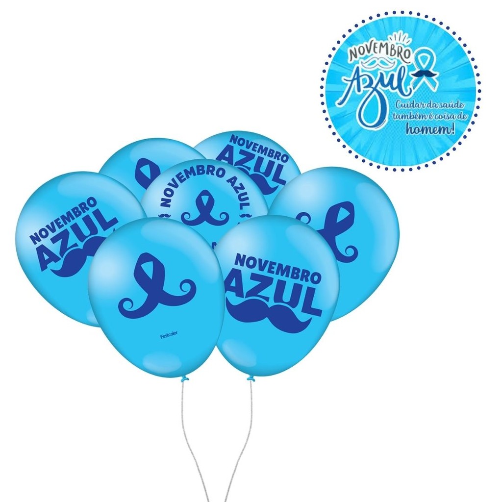 25~125 BALÃO BEXIGA FESTA NOVEMBRO AZUL n°9 FESTCOLOR em Oferta na Shopee