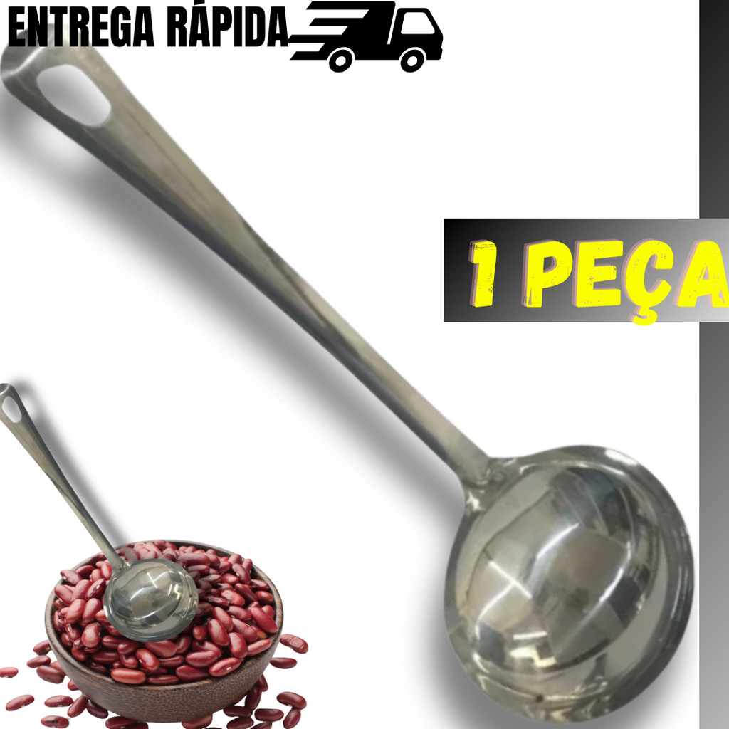 Concha De Feijão Sopa Caldo Média Molho Inox 23Cm Utensílio De Cozinha Para Jantar Almoço Festas