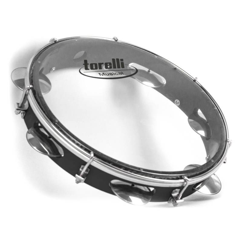 Pandeiro 10 pol Pele Nailon Transparente Torelli TP 348 Pto