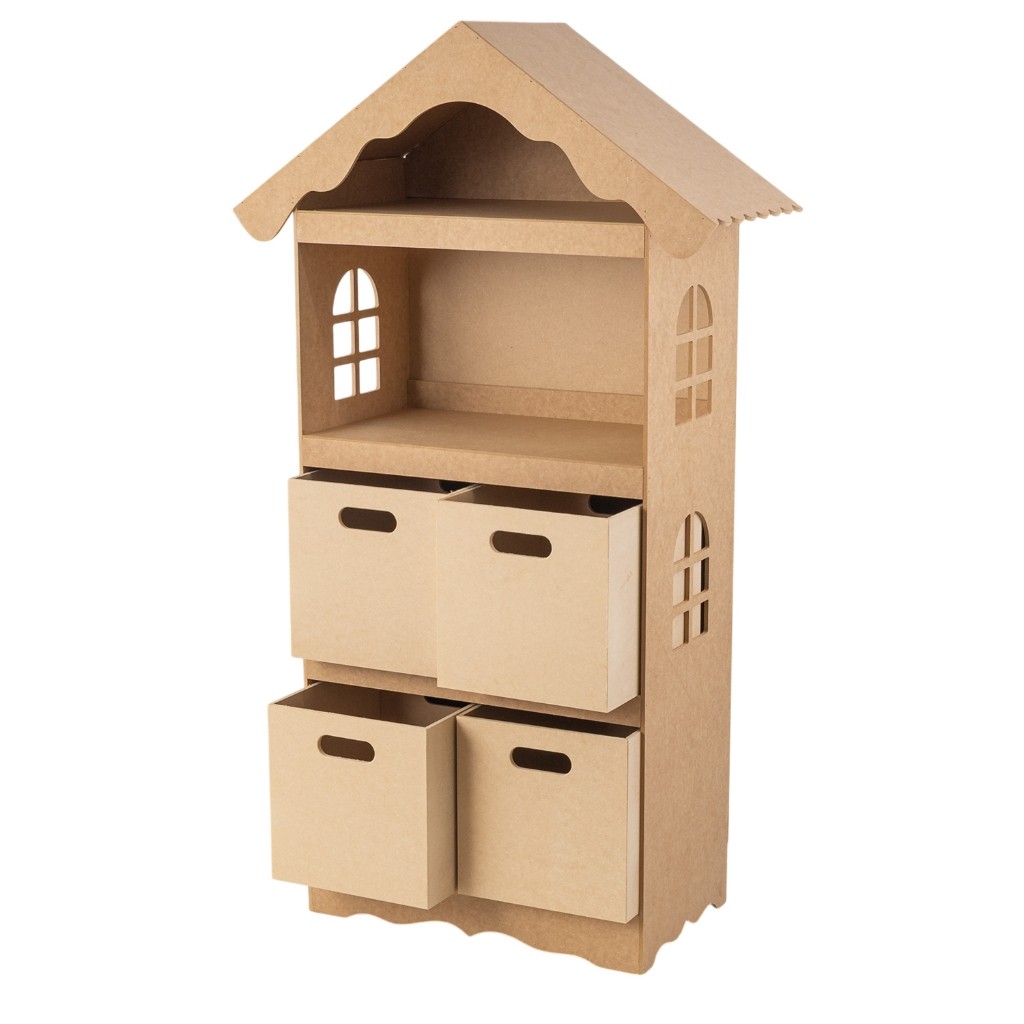 Casa de Boneca em Mdf Meninas quarto de brinquedos com 4 caixas Coração OU Lisas