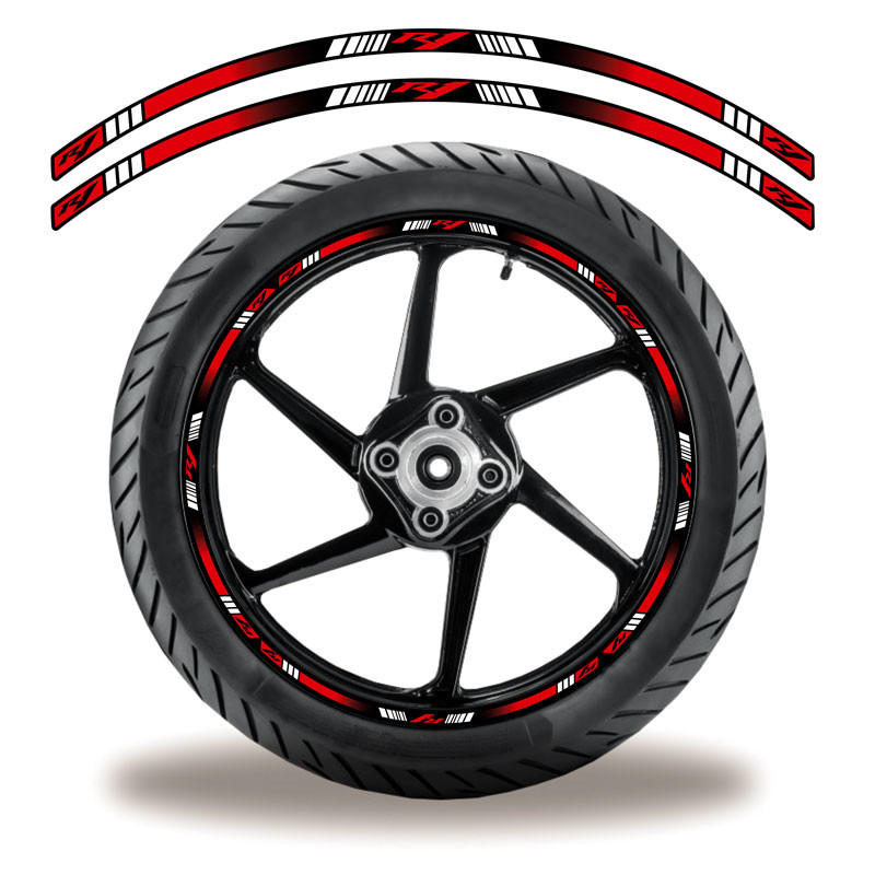 Friso De Roda Adesivo Refletivo Yamaha R1 Vermelho E Preto