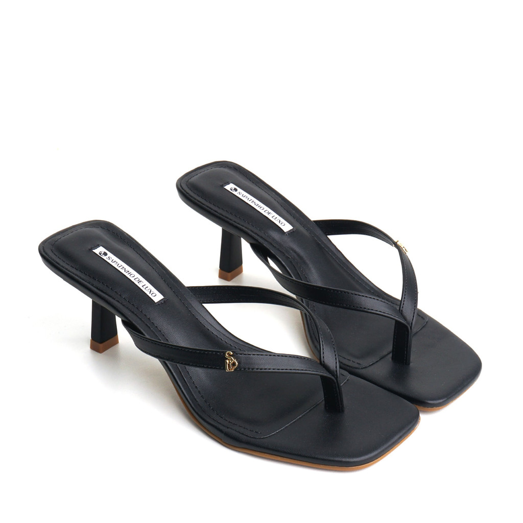 Tamanco Preto Tira Dedo Salto Baixo 9060.66_1 - Women Shoes