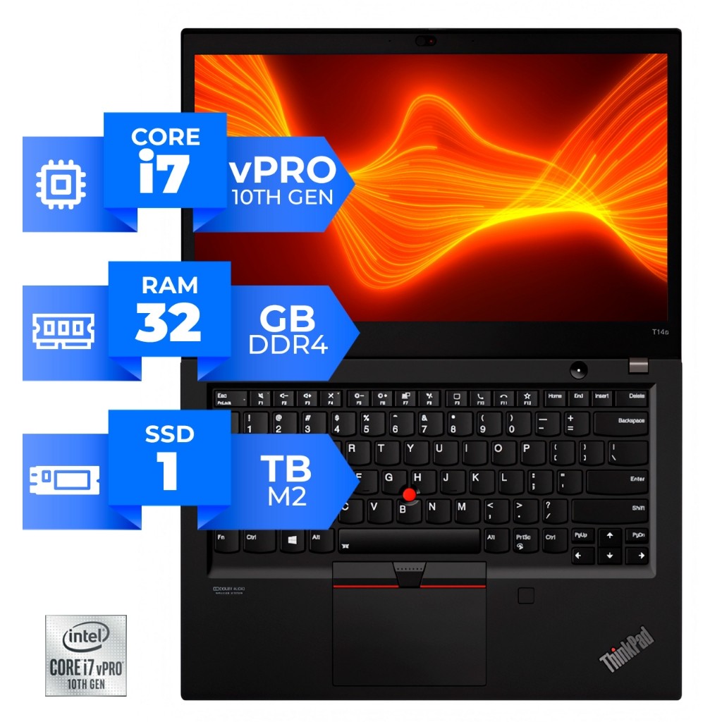 Lenovo Thinkpad T14s Intel Core i7 10th VPRO, 8 GB RAM, SSD 750gb M2 Full HD