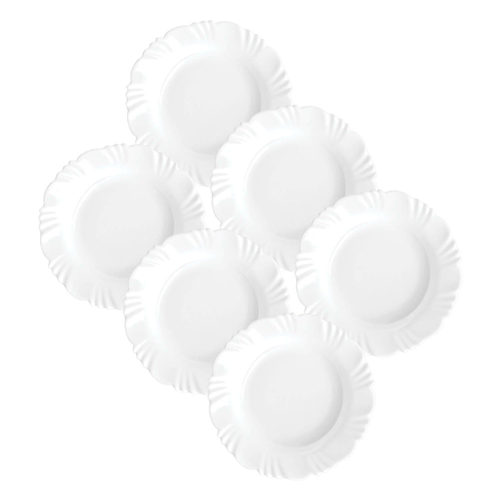Kit 6 Pratos Fundos Nadir Duralex Pétala Branco 23cm - Home & Living