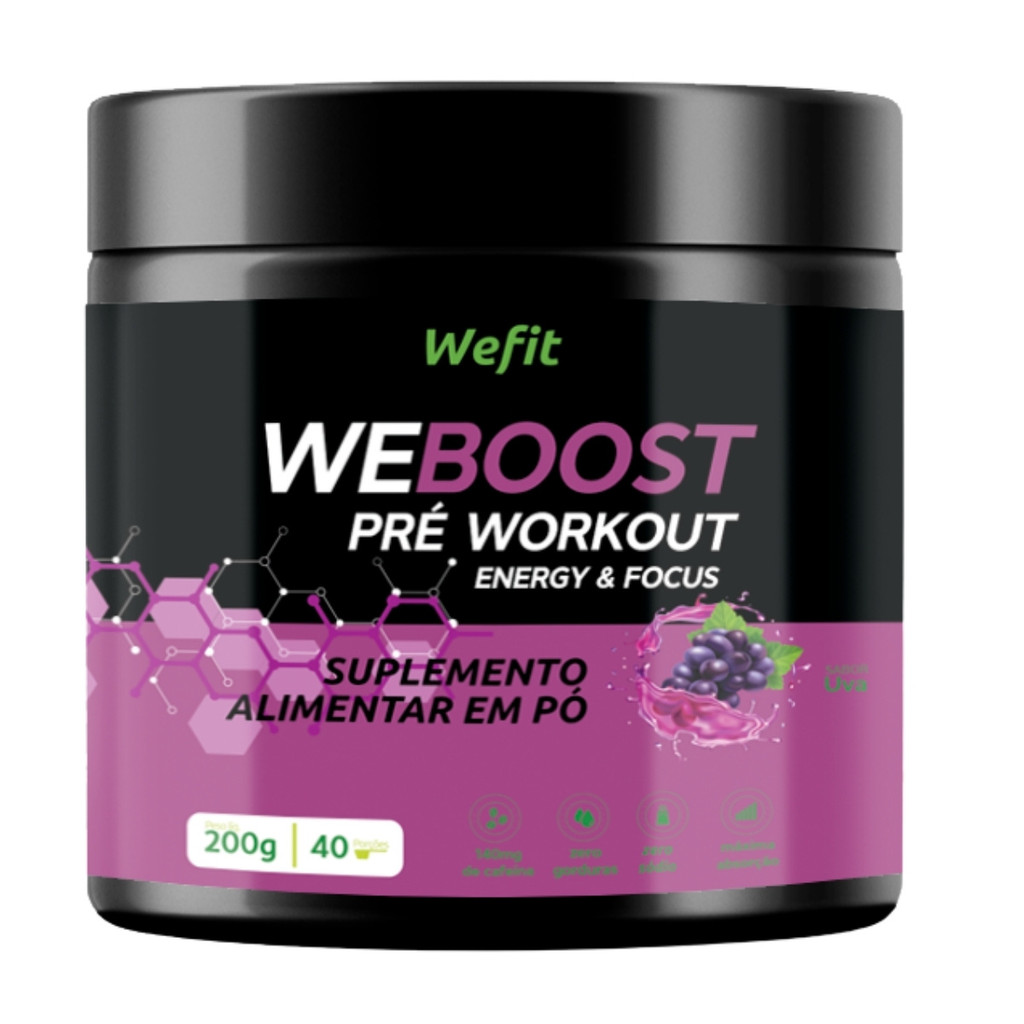 Pré-Treino Weboost Pote 200g Wefit Uva em Oferta na Shopee