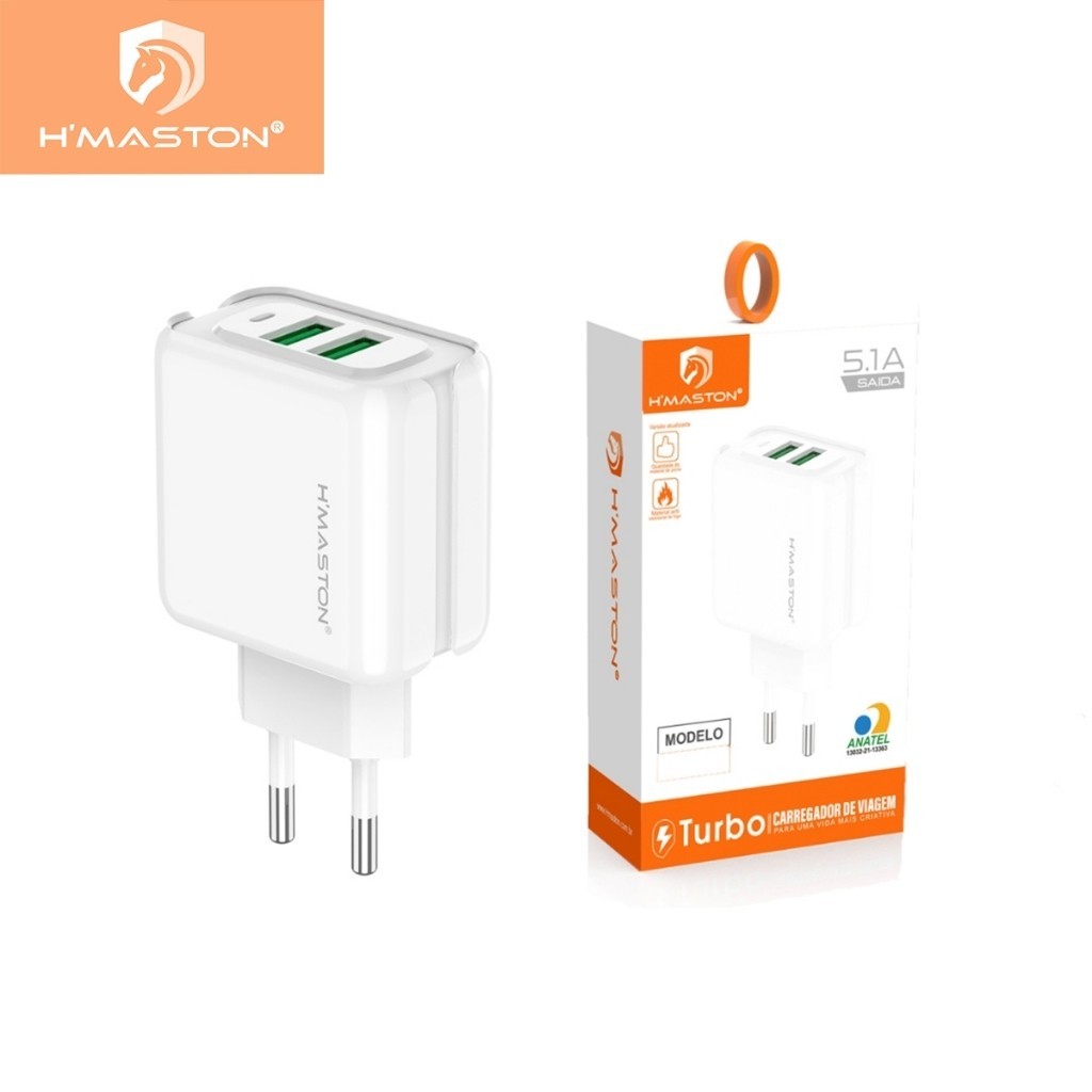H'maston Y24-4 Carregador 25w Fonte Torre Carregar Celular Portátil 2 Usb 5.1A