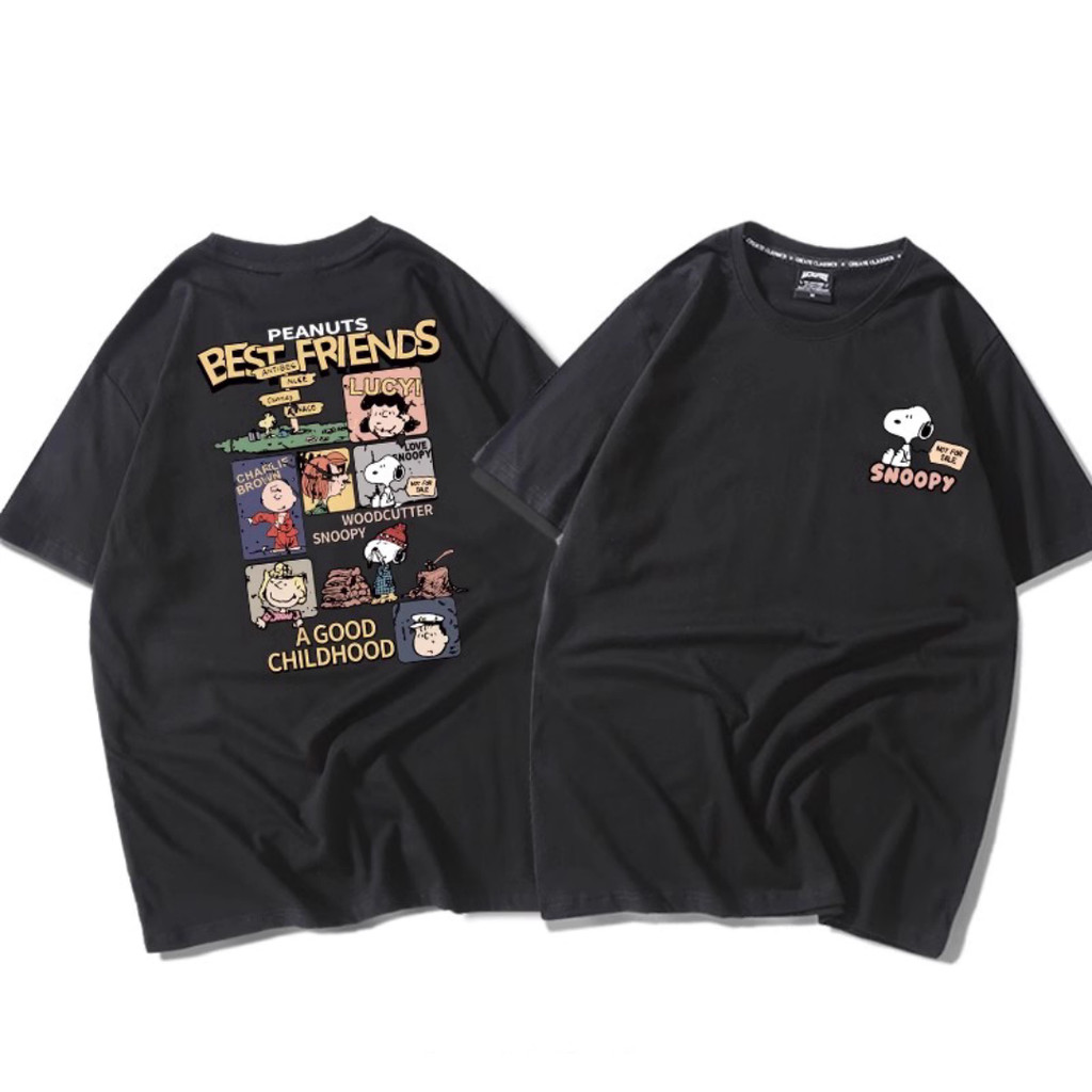 BR.Moonlight unissex oversized streetwear camiseta Snoopy Best Friends Streetwear Envio Imediato
