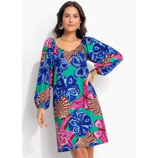 Vestido Feminino Malha Fria Tropical Borboleta Look Leve em Oferta na Shopee