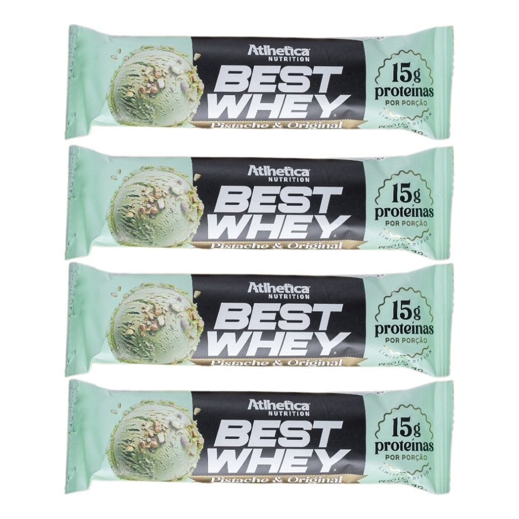 Kit 4 Barra Best Whey 15g Pistache & Original Atlhetica