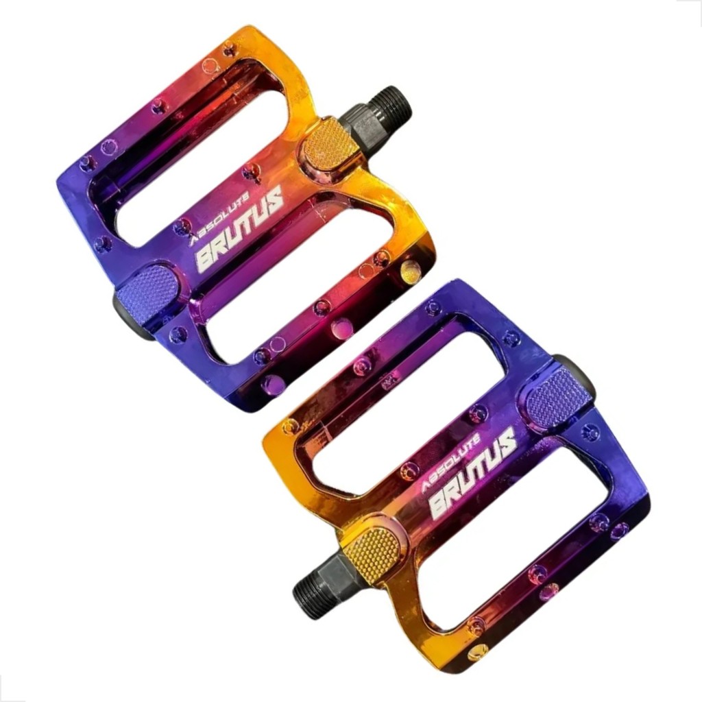 PEDAL PLATAFORMA ABSOLUTE BRUTUS FLAT OIL SLICK CAMALEÃO - Dh Enduro Bmx Rosca Grossa 9/16 freerider bicicleta em Oferta na Shopee