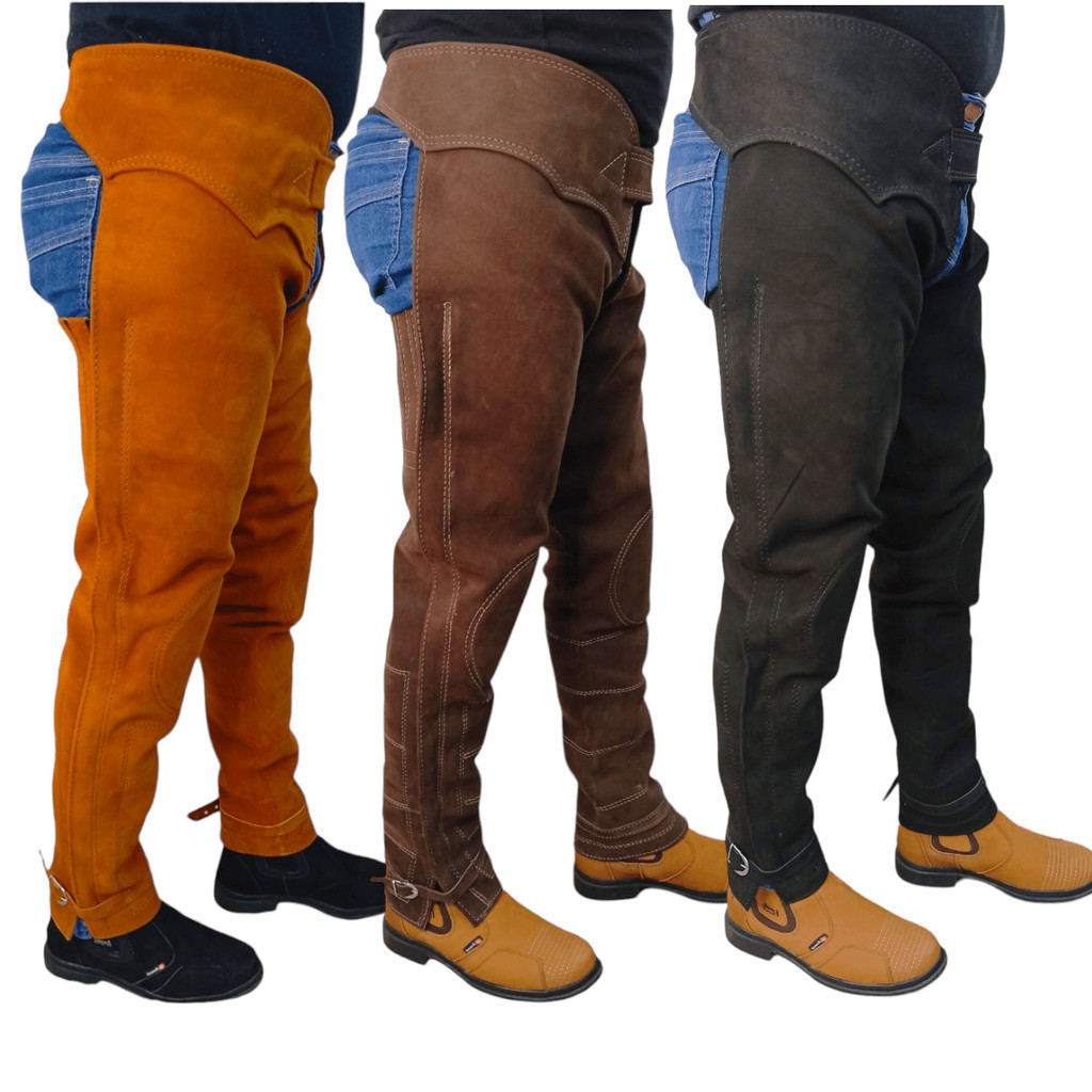 perneira calça de couro legitimo nobunk vaquejada para vaqueiro em Oferta na Shopee