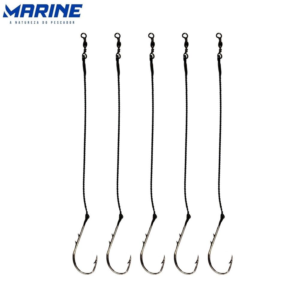 Anzol 4330 Encastoado Black Fio Flex Com Girador - 5 unidades em Oferta na Shopee