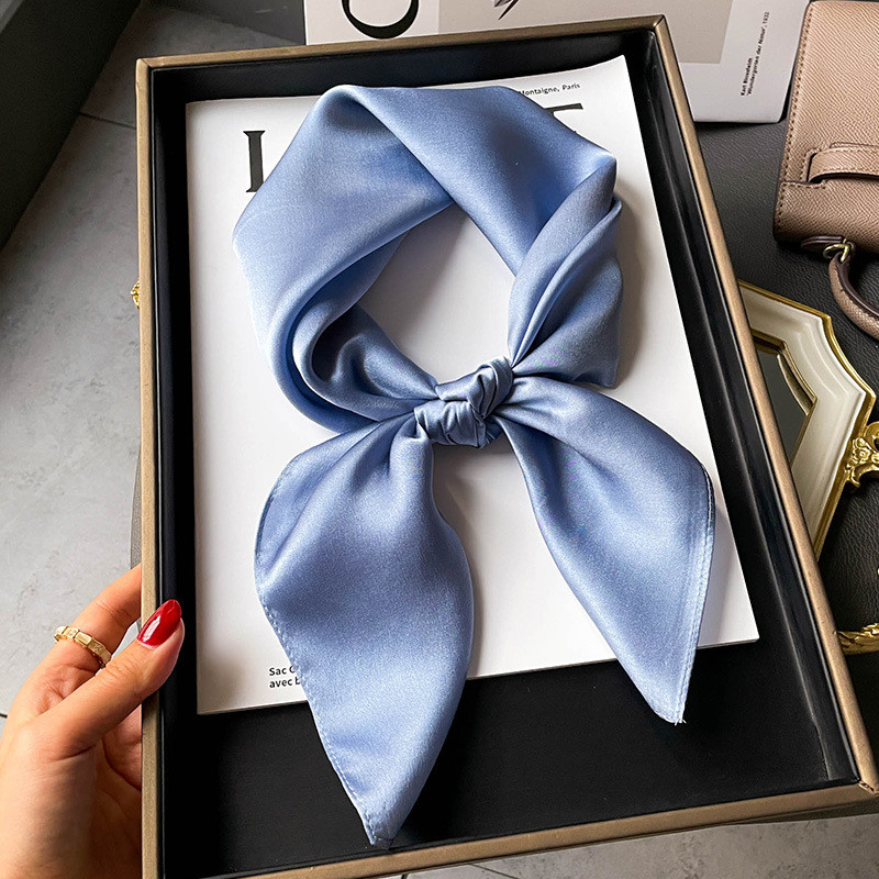 Lenço de seda de simulação de textura Premium de cor sólida em Oferta na Shopee