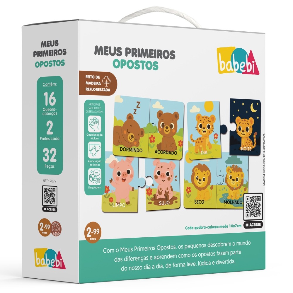 QUEBRA CABEÇA MEUS PRIMEIROS OPOSTOS MADEIRA BABEBI BRINQUEDO ANIMAIS JOGO EDUCATIVO MDF INFANTIL em Oferta na Shopee