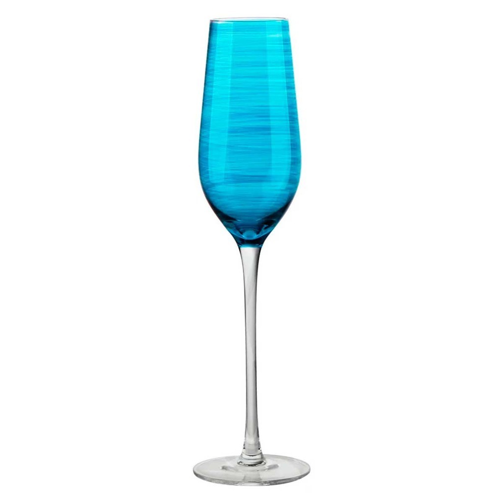 Kit 2 Taças p/Champanhe Joy de Vidro Azul Turquesa 250ml