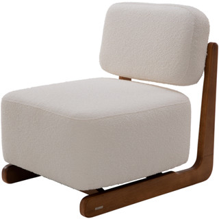 Poltrona Decorativa Orgânica Sala Living Pés Madeira Luiza L02 Bouclê Creme - Lyam Decor em Oferta na Shopee