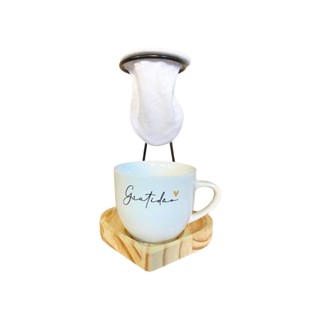 Mini Coador Coração C/ Xícara Branca Gratidão Moderna 170ml em Oferta na Shopee