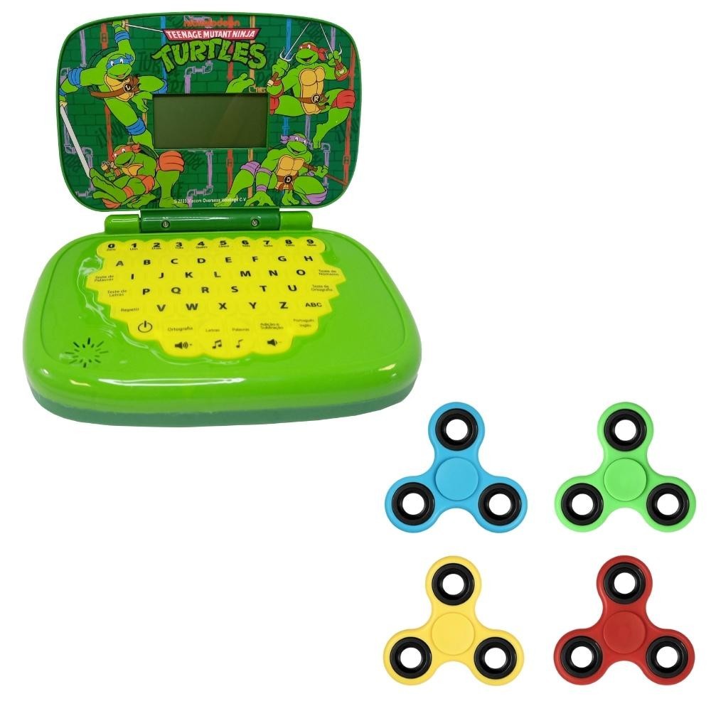 Kit Laptop Infantil Educativo Candide Tartarugas Ninja Bilíngue + 1 Fidget Spinner Sortido em Oferta na Shopee