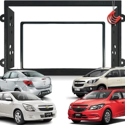 Moldura Painel 2Din Tela Central Multimidia Dvd Mp5 Preta Chevrolet GM Onix Prisma Joy Cobalt Spin