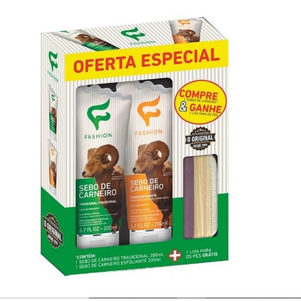 Kit Sebo de Carneiro + Esfoliante 200ml + Lixa para os pés - Fashion