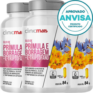 KIT 3x Óleo De Prímula + Óleo De Borragem + Triptofano - 60 Cápsulas 1000mg - Clinicmais em Oferta na Shopee