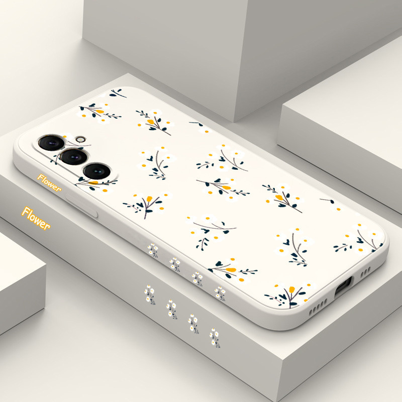 A 55 Flores Brancas Caixa De Silicone Para Telefone Samsung A55 A51 A52 A52S A53 A54 A31 A32 A70 A73 A71 A72 A91 X4GT X3NFC Capa Traseira Macia