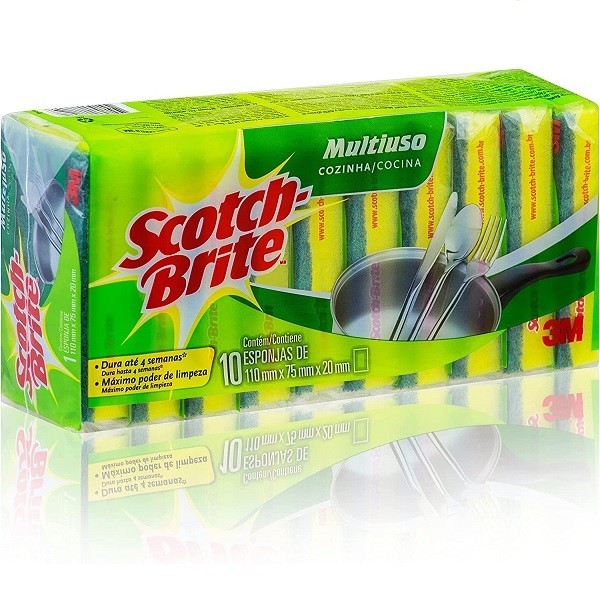 Kit com 10 Esponja de Limpeza Pesada SCOTCH Brite - Home & Living