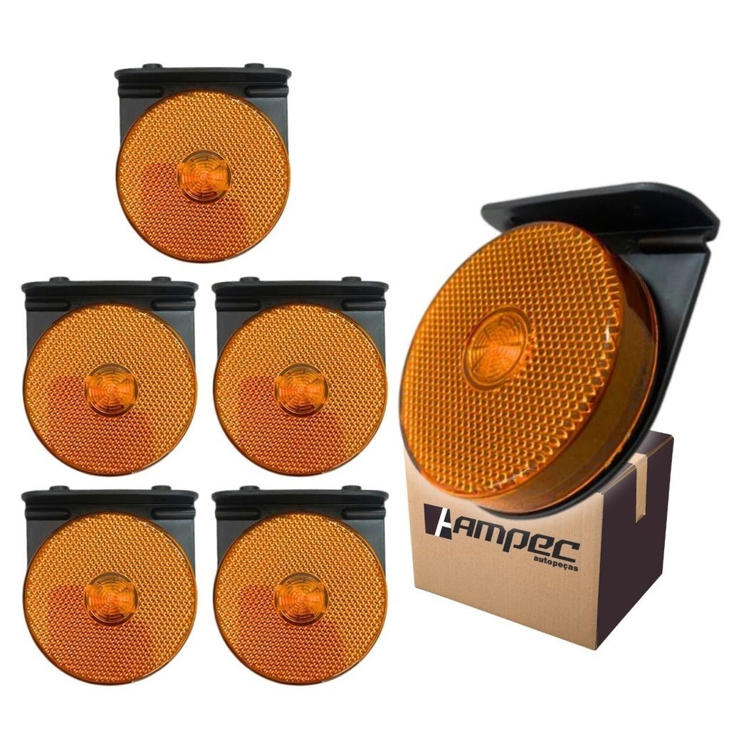 Kit 6 Lanterna Lateral LED Para Carreta Caminhão Trailer Reboque Com Suporte Amarela G 85mm em Oferta na Shopee