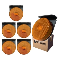 Kit 6 Lanterna Lateral LED Para Carreta Caminhão Trailer Reboque Com Suporte Amarela G 85mm