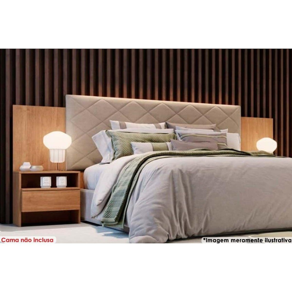 Cabeceira Cama Box Madeirado Freijo Cumaru Casal Everest Plus 2 Mesas c/ 2 Gavetas Freijo Cumaru - Novo Horizonte - Home & Living