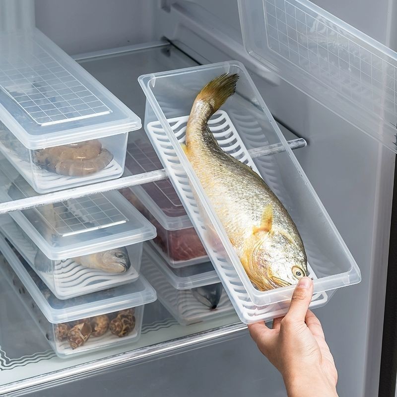 Caixa de Armazenamento para Refrigerador com Tampa, Divisória para Congelador, Caixa Organizadora para Refrigerador