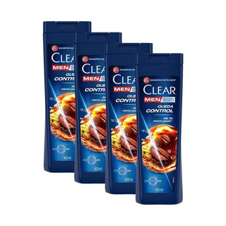Kit 4 Shampoos Clear Men Anticaspa Queda Control 400ml em Oferta na Shopee